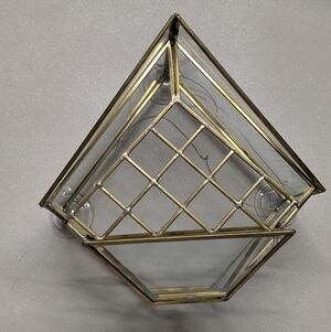 Glass and Brass Pyramid Terrarium / Display Squirrel Baffling Window Bird Feeder